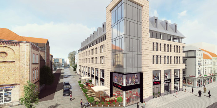 Foto: Vapiano in Erfurt © OFB Die Visualisierung eines modernen Gebäudes