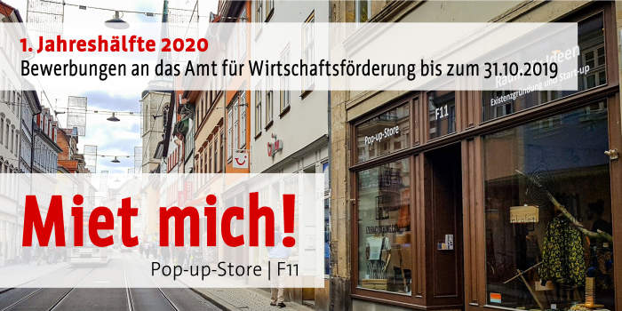 Pop-up-Store | F11 – Bewerbungsfrist für 2020 ist der 31.10.2019