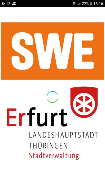 Bildschirmdarstellung Startseite mit Logos der SWE und SVE