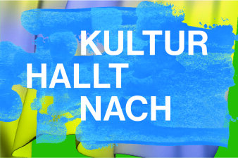Foto: Kulturelles Jahresthema 2022 © Stadtverwaltung Erfurt / Studio Well eine Grafik mit dem Schriftzug "Kultur hallt nach"