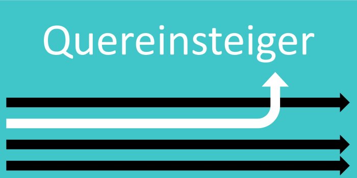 Grafik mit verschiedenen Pfeil und dem Schriftzug "Quereinsteiger"