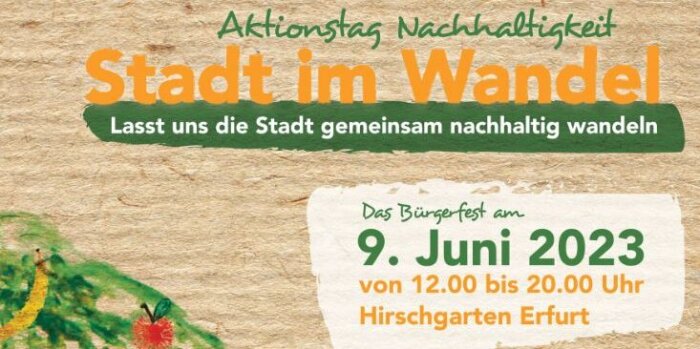Bürgerfest „Stadt im Wandel“ 2023 Ausschnitt eines Plakates zum Bürgerfest im Hirschgarten am 9. Juni 2023.