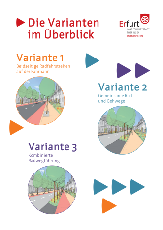 Die Tafel bebildert alle drei Planungsvarianten. 