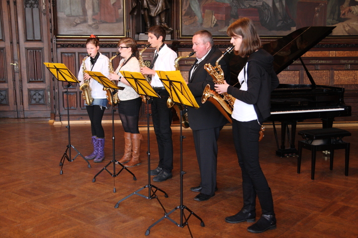 Musikalische Umrahmung durch das Saxophonquintett der Musikschule.