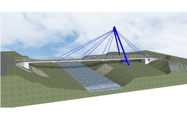 Visualisierung der Ausschreibungsvariante der fertigen Pappelstiegbrücke