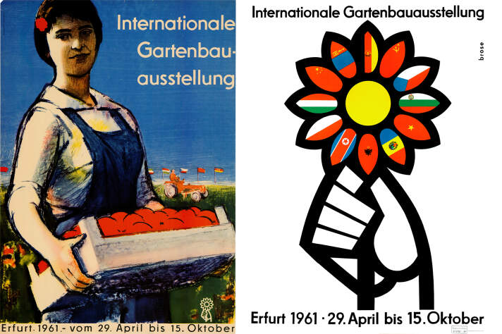 zwei Ausstellungsplakate der Iga 1961 mit grafischen Motiven
