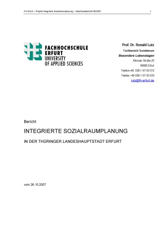 Titelseite - Bericht - Integrierte Sozialraumplanung der Stadt Erfurt