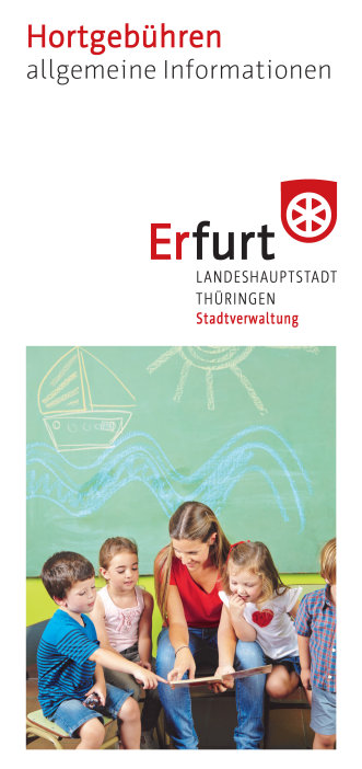 Titelblatt zum Faltblatt Titeltext und unten Betreuer und Kinder