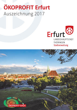 Titelseite: Ökoprofit Erfurt – Auszeichnung 2017 Screenshot der Seite mit Blick vom Petersberg auf Domplatz und Dom