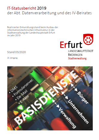 Deckblatt IT-Statusbericht 2019 Titel, Logo, Serverkomponente, Basisdienste