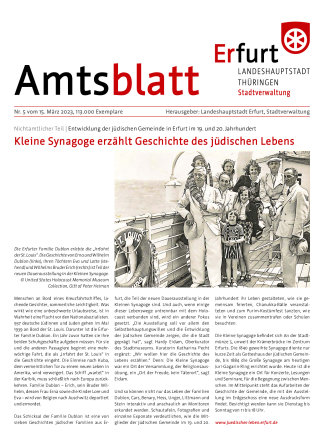 Titelbild Amtsblatt mit einer historischen Aufnahme einer Gruppe von neun Menschen an Bord eines Schiffes