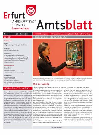 Titelseite: Amtsblatt Nr. 3 vom 26.02.2010 Bildliche Darstellung der Titelseite des Amtsblattes