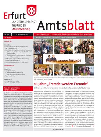 Titelseite: Amtsblatt Nr. 20 vom 02.11.2012 Bildliche Darstellung der Titelseite des Amtsblattes