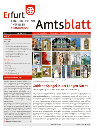 Amtsblatt Nr. 8 vom 24.05.2013 Bildliche Darstellung des Amtsblattes mit einer Collage aus dem Programmheft "Lange Nacht der Museen"