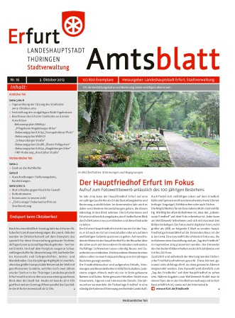Amtsblatt Nr. 16 vom 03.10.2013 Bildliche Darstellung des Amtsblattes mit einem Foto von einem Friedhof.