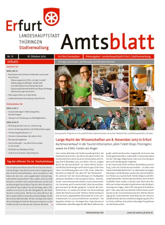 Titelbild des Amtsblattes mit einer Collage des Programms der Wissenschaftsnacht