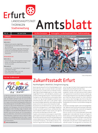 Bildliche Darstellung des Amtsblattes mit einem Titelfoto Rad fahrende Familie
