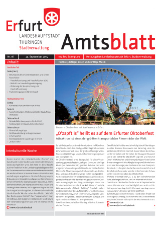 Bildliche Darstellung des Amtsblattes mit einem Foto vom Riesenrad auf dem Domplatz.