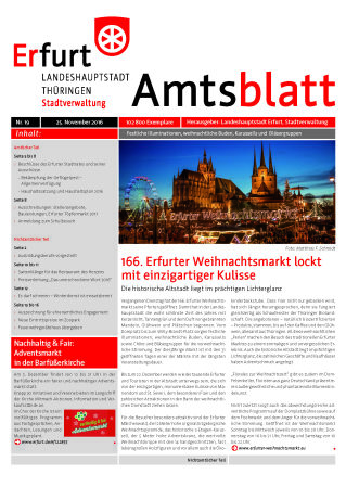 Bildliche Darstellung des Amtsblattes mit Foto des Erfurter Weihnachtsmarktes