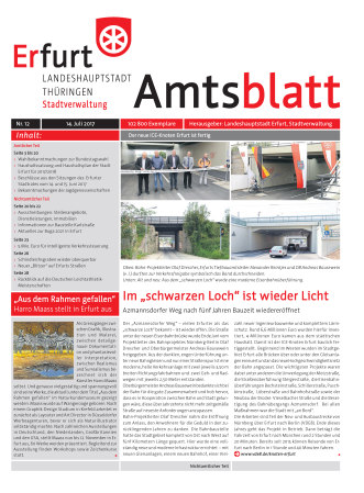Bildliche Darstellung des Amtsblattes mit einer Fotokollage von der Eisenbahnüberführung Azmannsdorfer Weg
