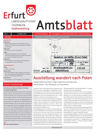 Titelseite Amtsblatt Nr. 5 vom 17.03.2017 Screenshot der Titelseite