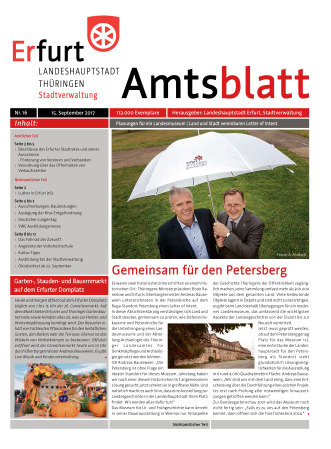 Bildliche Darstellung des Amtsblattes mit einem Foto von Ministerpräsident Bodo Ramelow und Oberbürgermeister Andreas Bausewein