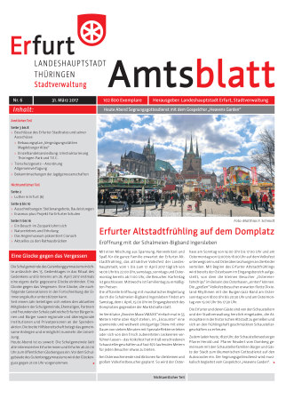 Amtsblatt Nr. 6 vom 31.03.2017 Bildliche Darstellung des Amtsblattes mit einem Foto vom Altstadtfrühling