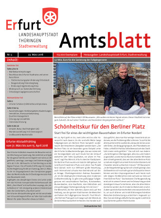 Bildliche Darstellung des Amtsblattes mit einem Foto vom Oberbürgermeister auf dem Berliner Platz