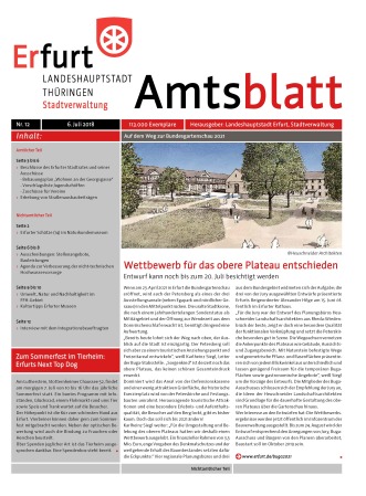 Amtsblatt Nr. 12 vom 06.07.2018 Bildliche Darstellung des Amtsblattes mit einem Entwurf zum Plateaus des Petersberges