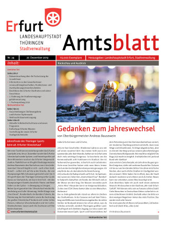 Titelseite: Amtsblatt Nr. 24 vom 27.12.2019 Titeltext und Foto vom Taststadtmodell