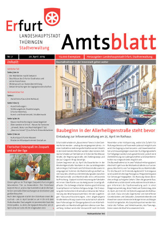 Bildliche Darstellung des Amtsblattes mit einem Foto von der Allerheiligenstraße