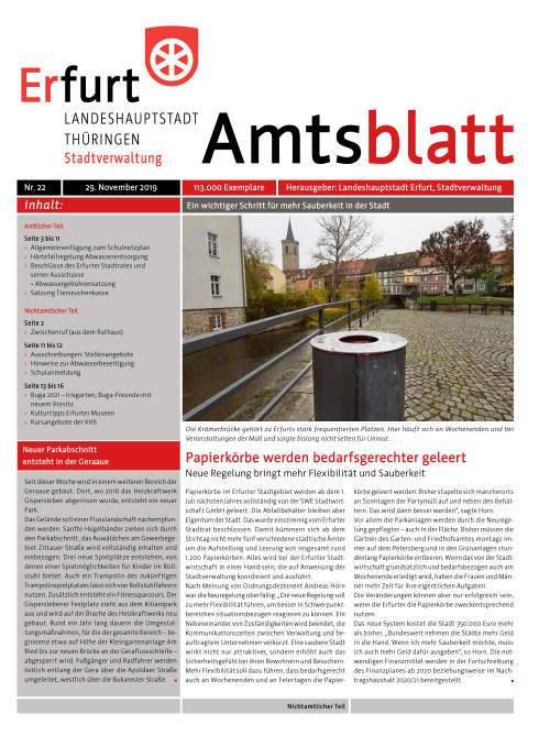 Amtsblatt Nr. 22 vom 29.11.2019