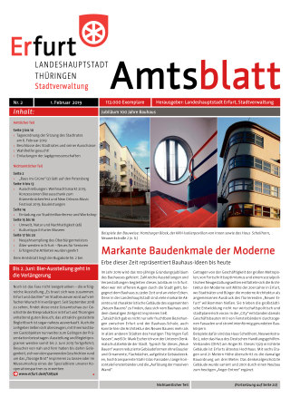 Bildliche Darstellung des Amtsblattes mit einer Collage von Bauhaus-Objekten in Erfurt