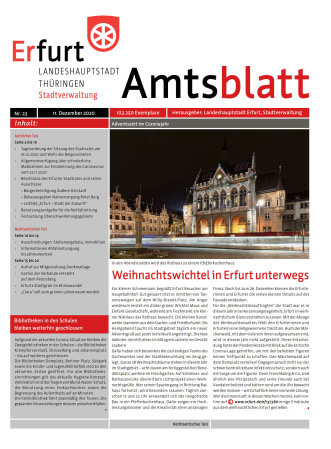 Titelbild des Amtsblattes mit einem Foto vom iluminierten Rathaus