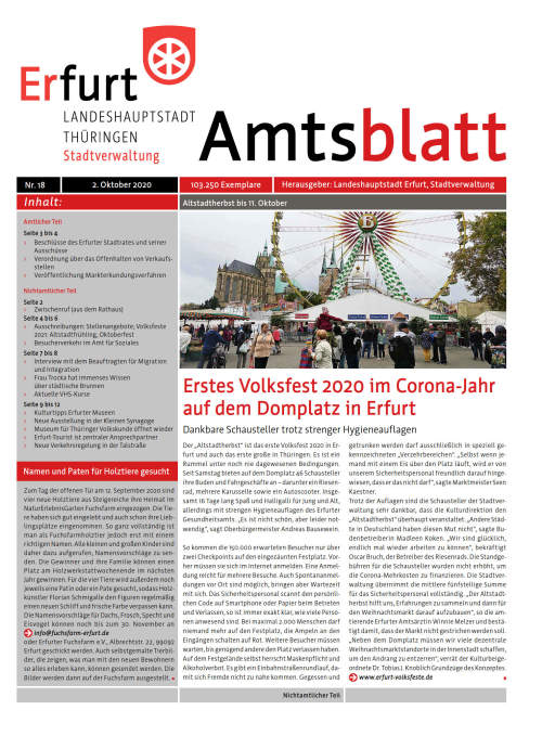 Amtsblatt Nr. 18 vom 02.10.2020