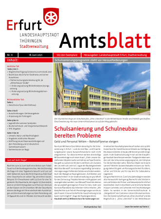 Titelseite mit Foto von Schulkomplex „Otto-Lilienthal“ in der Mittelhäuser Straße