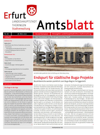Titelbild Amtsblatt mit einem Foto vom Erfurt-Schriftzug