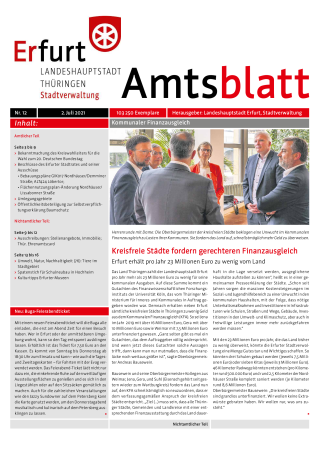 Amtsblatt Nr. 12 vom 02.07.2021 Titelbild Amtsblatt mit einem Foto der Oberbürgermeister