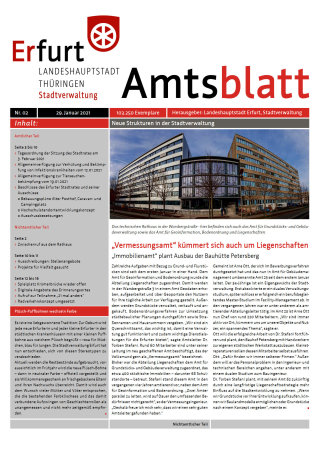 Titelbild Amtsblatt Erfurt mit einem Foto eines Bürogebäudes