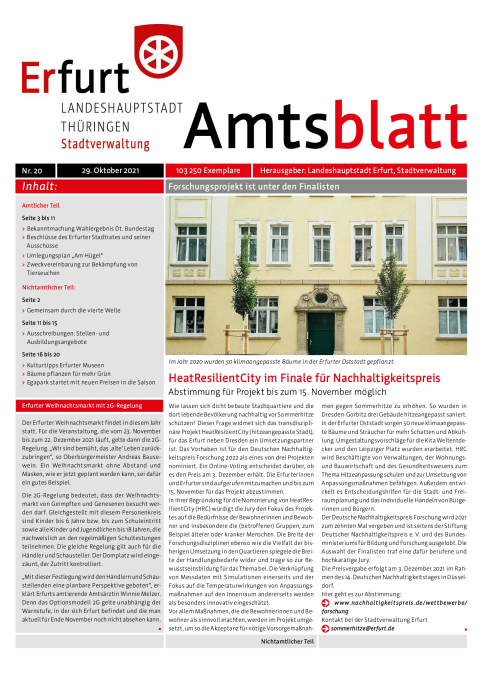 Amtsblatt Nr. 20 vom 29.10.2021