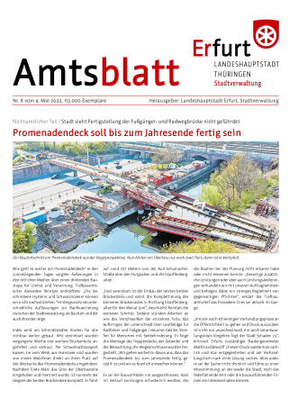 Titelbild Amtsblatt mit einem Foto von der Fußgänger- und Radbrücke 