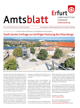 Titelbild Amtsblatt mit Drohnenfoto vom Petersberg