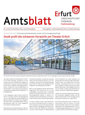 Titelbild Amtsblatt mit einem Foto vom Theater Erfurt