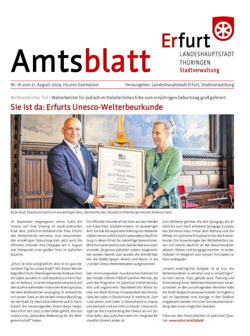Amtsblatt Nr. 16 vom 21.08.2024