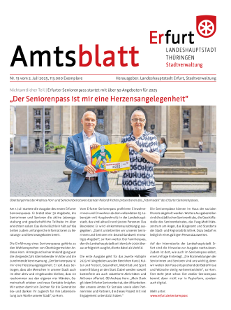 Amtsblatt Nr. 13 vom 2. Juli 2025 Amtsblatt der Landeshauptstadt Erfurt vom 2. Juli 2025