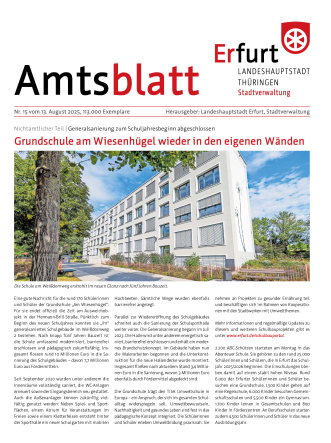Das Amtsblatt der Landeshauptstadt Erfurt vom 13. August 2025