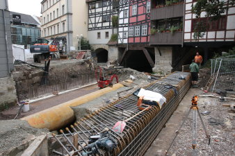 Foto: Rathausbrücken: Baustelle © Stadtverwaltung Erfurt offene Baustelle