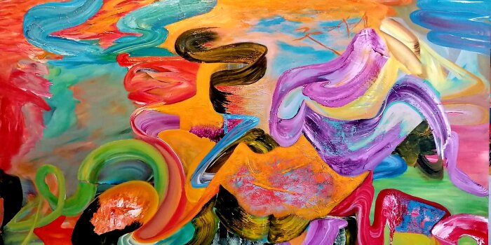 abstraktes Kunstwerk mit mehreren bunten Farben