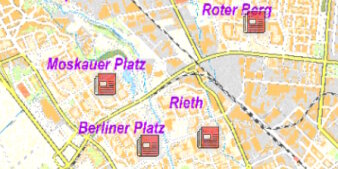 Foto: Geoportal Ansicht Auslagestandorte Amtsblatt © Stadtverwaltung Erfurt Auslagestandorte in den verschieden Ortsteilen für die Erfurter Amtsblätter