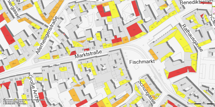 Foto: Geoportal: Solarkataster © Stadtverwaltung Erfurt Karstendarstellung mit geeigneten Solarflächen